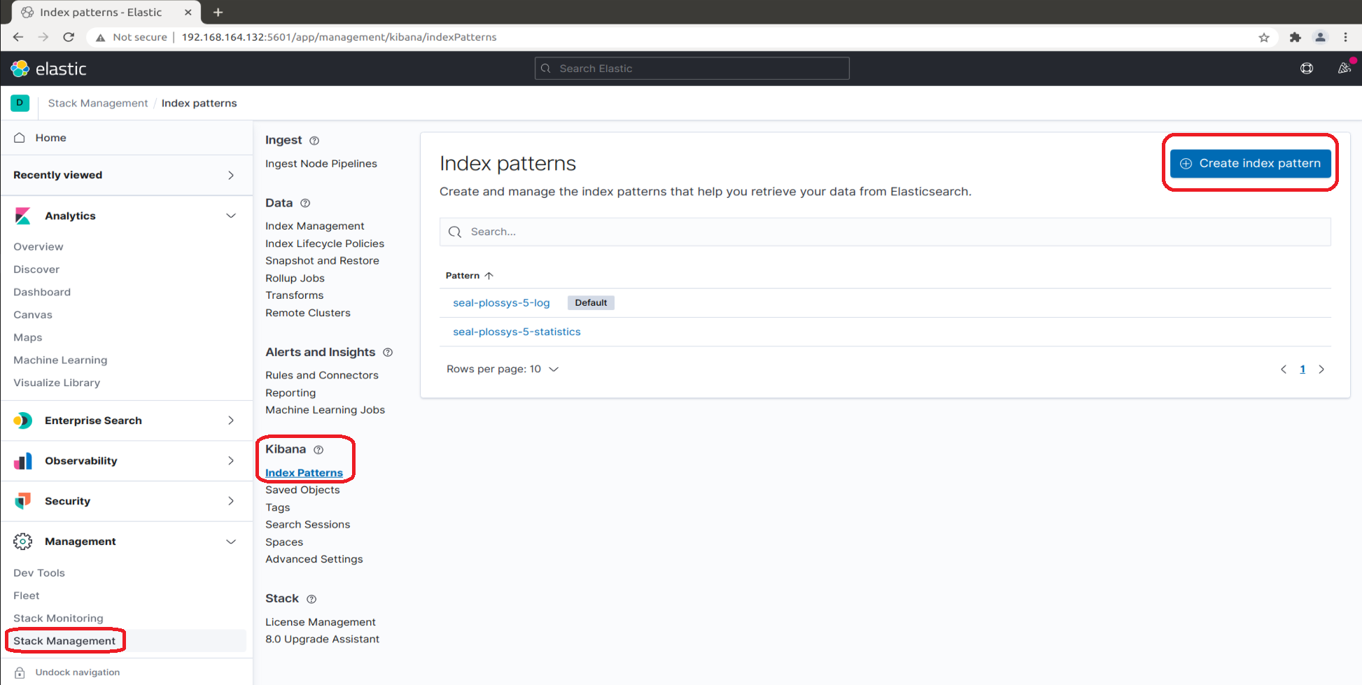 Create Index Pattern